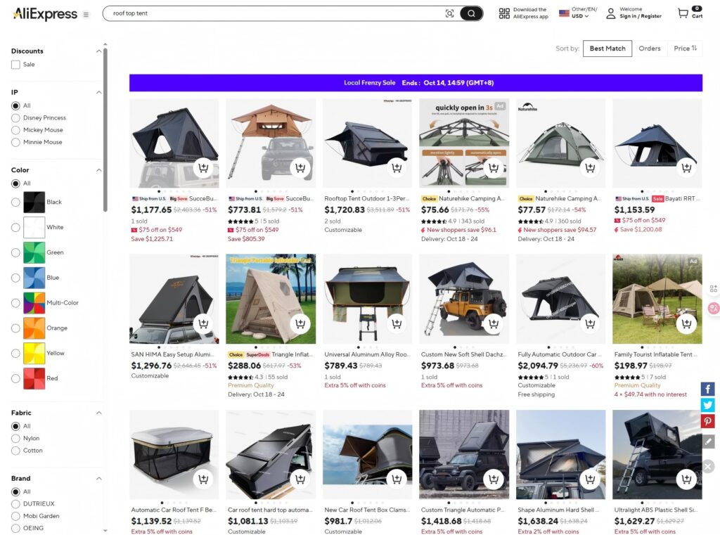 roof top tent on aliexpress