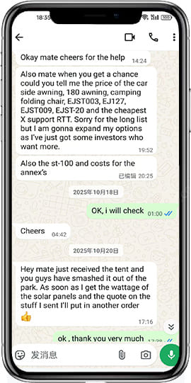 happy comments on enjoin rooftop tents and will put in another order