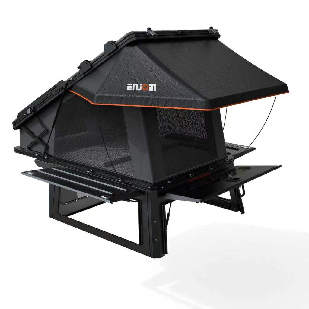 aluminum truck topper camper shell roof top tent combo (6)
